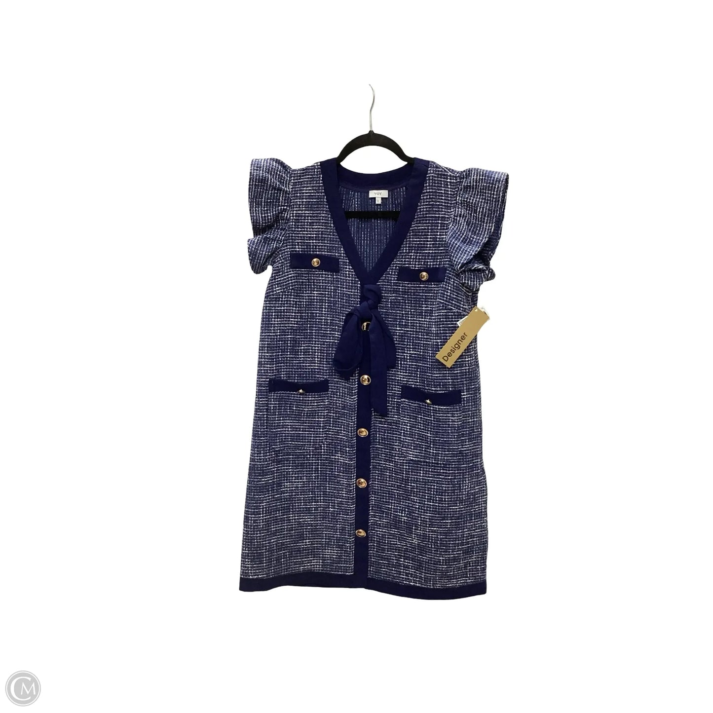Designer Dress Casual Short By Voy In Blue, Size: S