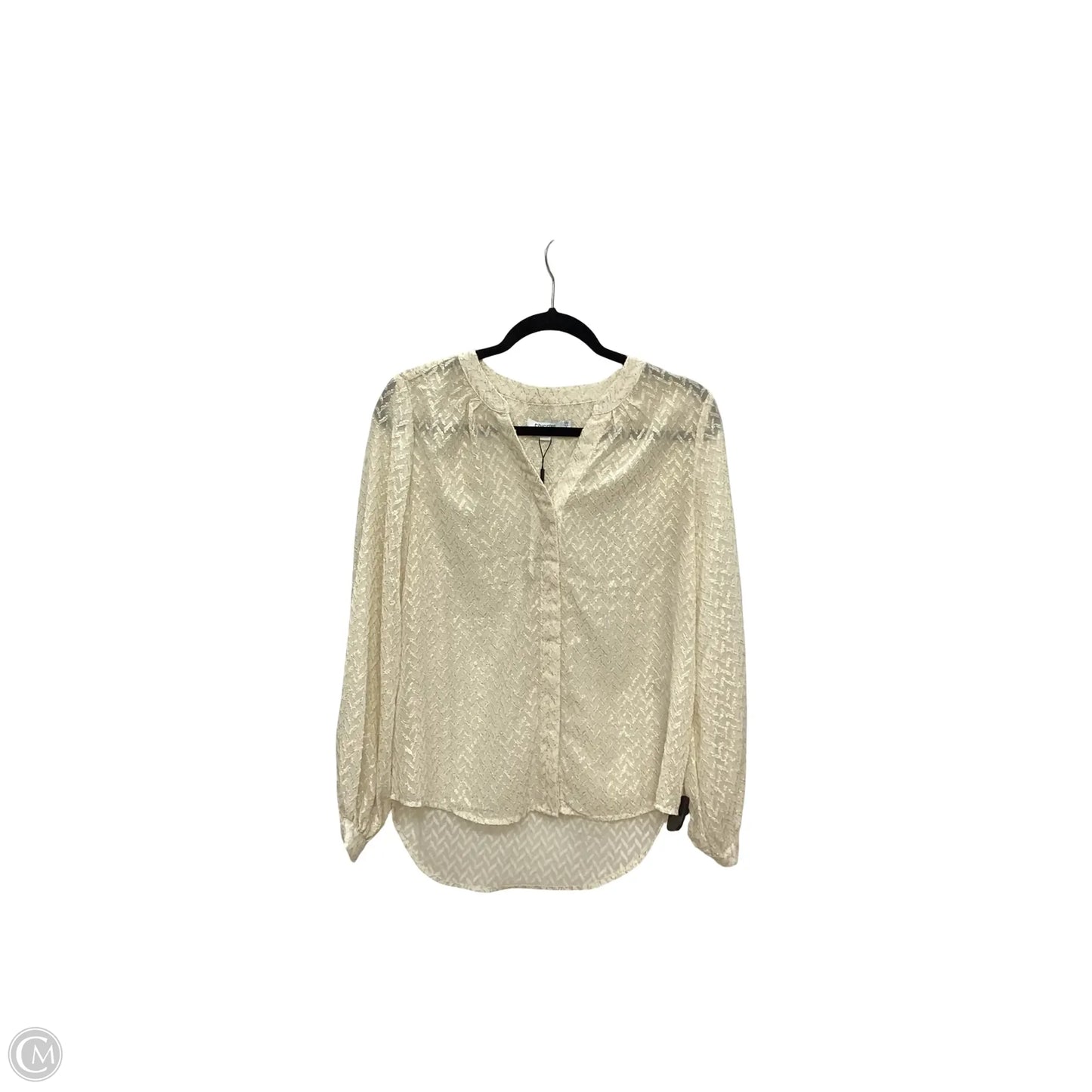 Blouse Long Sleeve By Chicos In Cream, Size: Xs