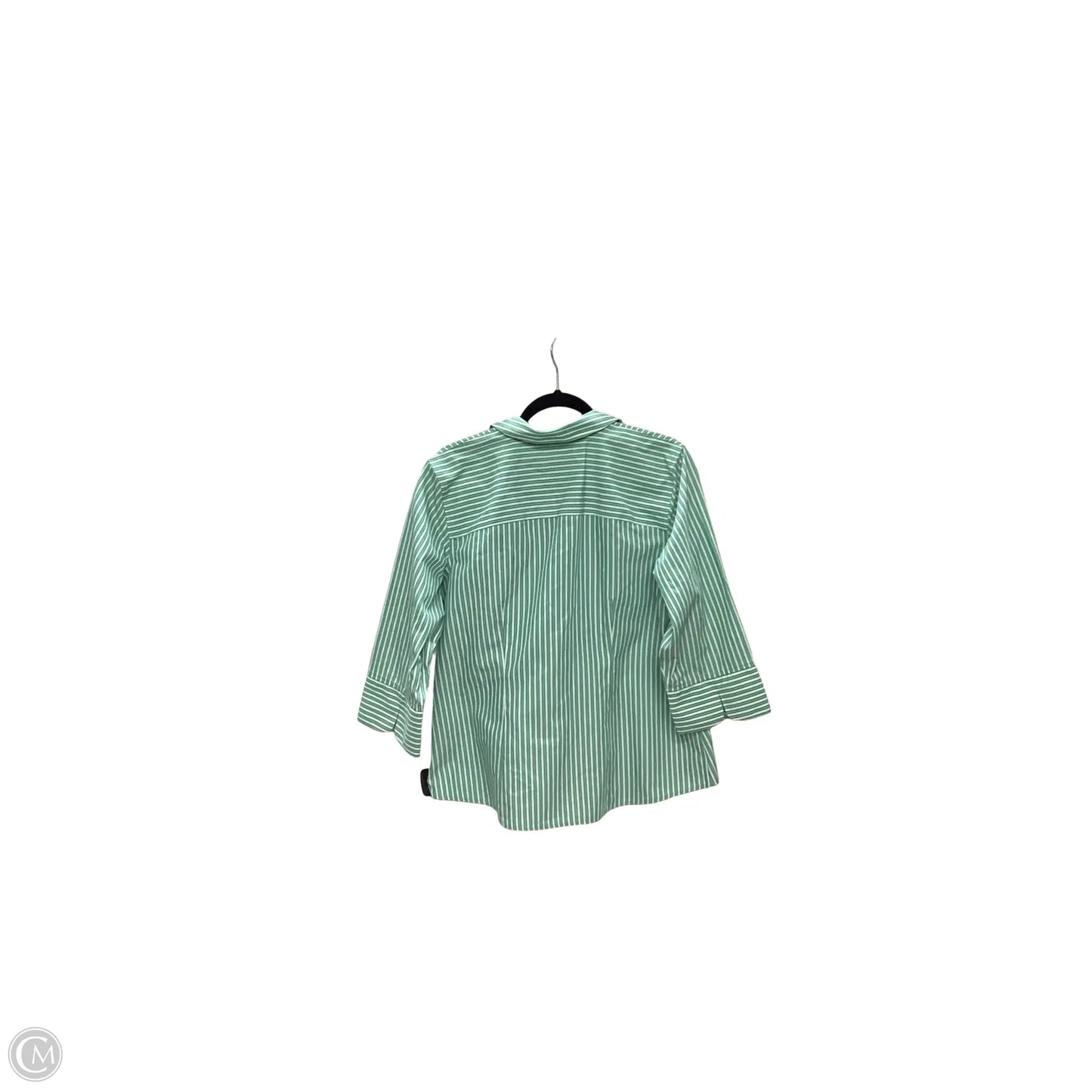 Blouse Long Sleeve By Chicos In Striped Pattern, Size: L