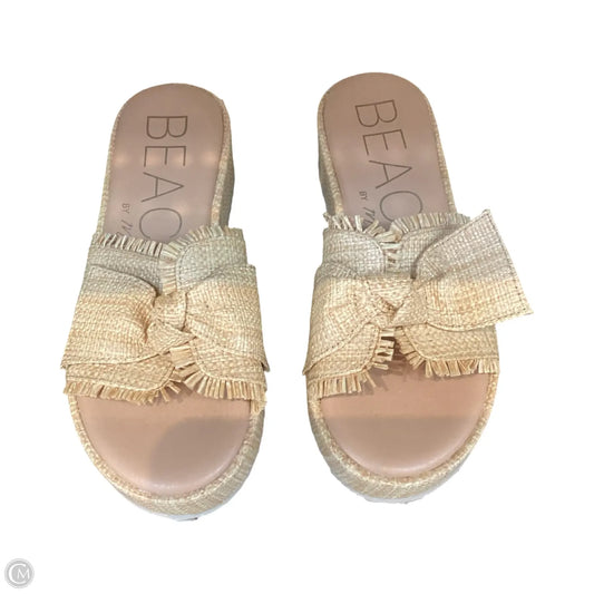 Sandals Heels Wedge By Clothes Mentor In Tan, Size: 7
