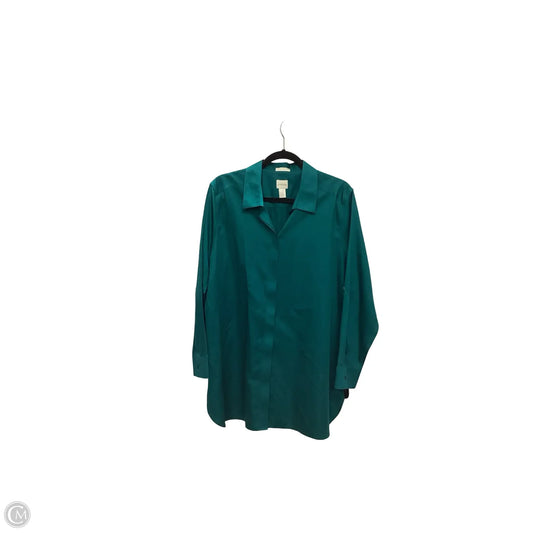 Blouse Long Sleeve By Chicos In Green, Size: Xl