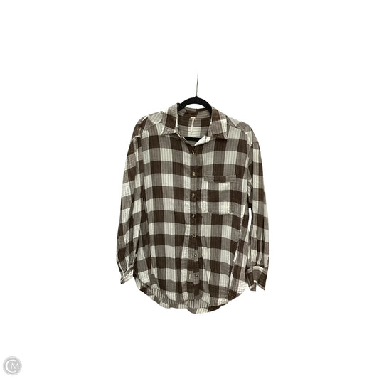 Blouse Long Sleeve By Free People In Checkered Pattern, Size: S