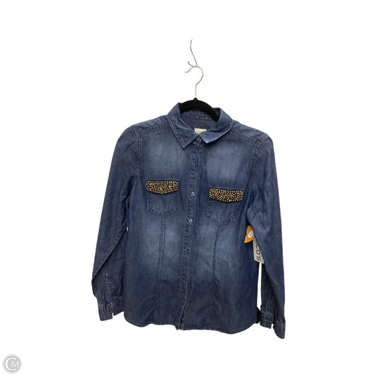 Top Long Sleeve By Chicos In Blue Denim, Size: S
