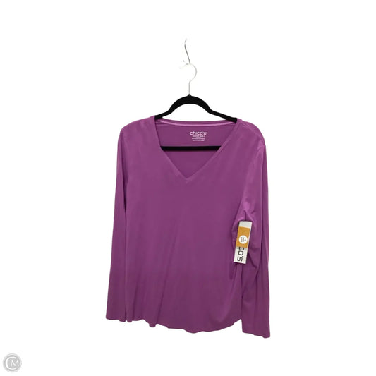 Blouse Long Sleeve By Chicos In Purple, Size: L