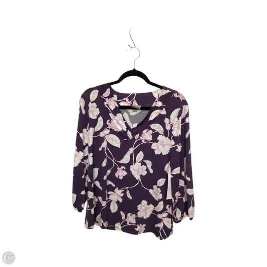 Blouse Long Sleeve By Chicos In Floral Print, Size: L