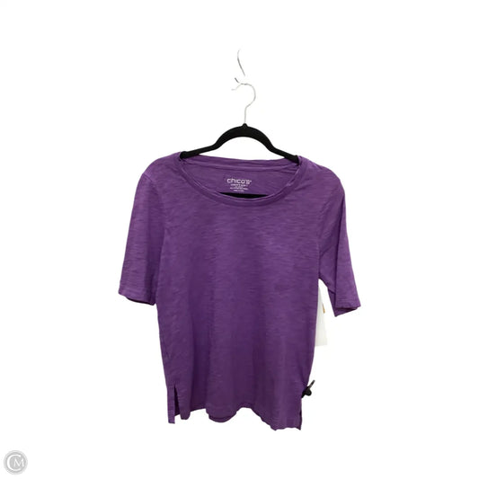 Blouse Short Sleeve By Chicos In Purple, Size: M