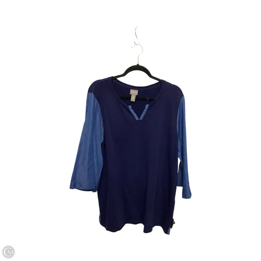 Blouse Long Sleeve By Chicos In Blue, Size: Xl