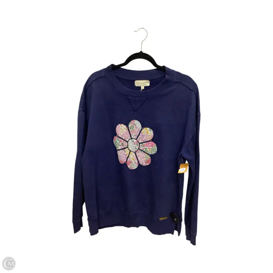 Sweatshirt Collar By Simply Southern In Blue, Size: L