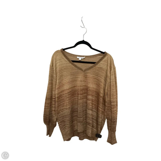 Blouse Long Sleeve By Chicos In Tan, Size: Xl
