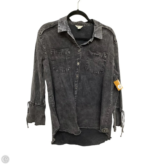 Blouse Long Sleeve By Cato In Black Denim, Size: L