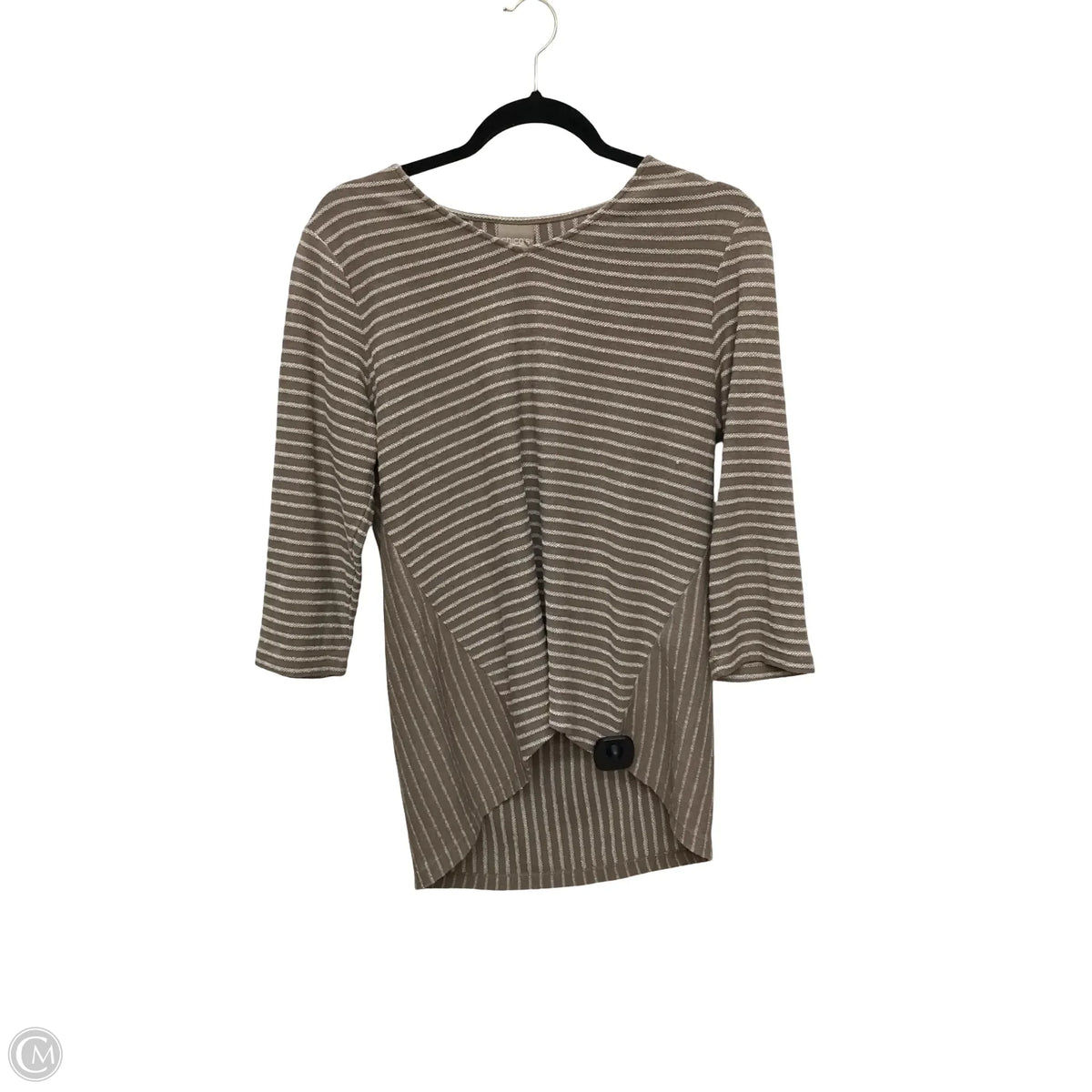 Blouse 3/4 Sleeve By Chicos In Striped Pattern, Size: M