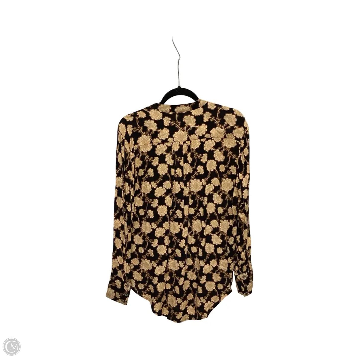 Blouse Long Sleeve By Free People In Black & Brown, Size: Sp