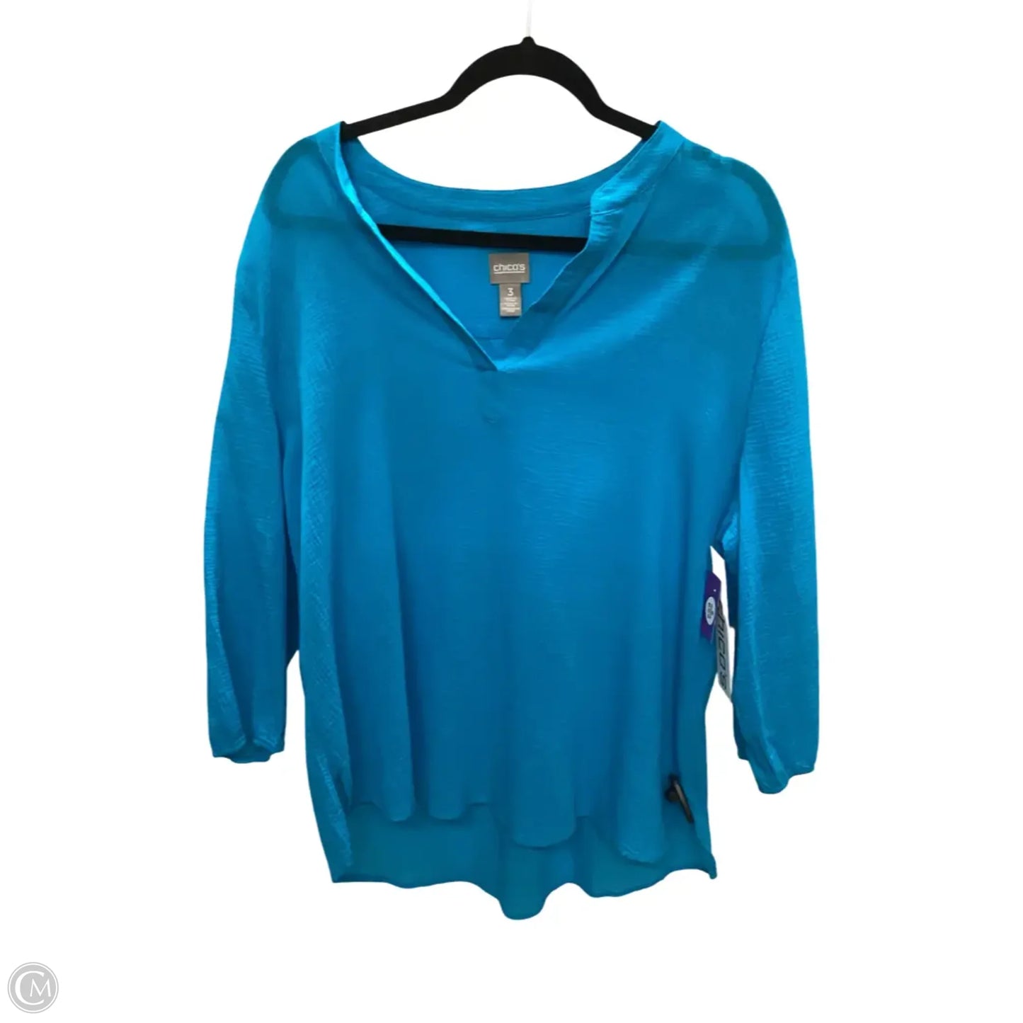 Blouse Long Sleeve By Chicos In Blue, Size: Xl
