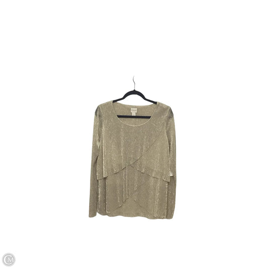Blouse Long Sleeve By Chicos In Gold, Size: M
