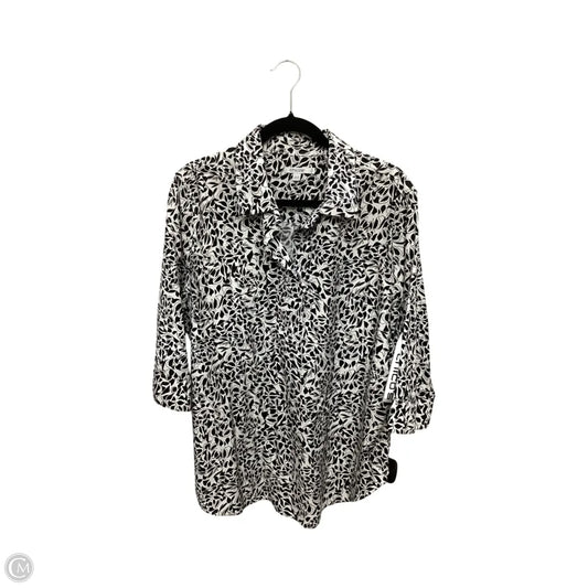 Blouse Long Sleeve By Chicos In Black & White, Size: Xl