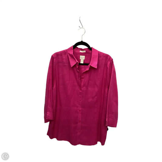 Blouse Long Sleeve By Chicos In Pink, Size: Xl