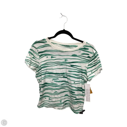 Blouse Short Sleeve By Maeve In Green & White, Size: Xs