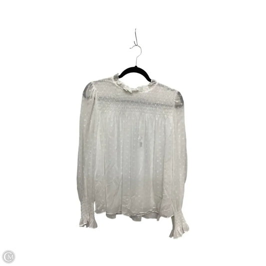 Blouse Long Sleeve By Rebecca Taylor In White, Size: L