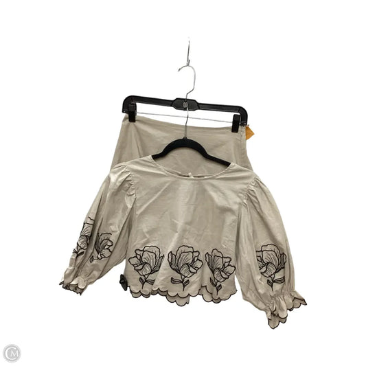 Top 2pc Long Sleeve By Mable In Tan, Size: S