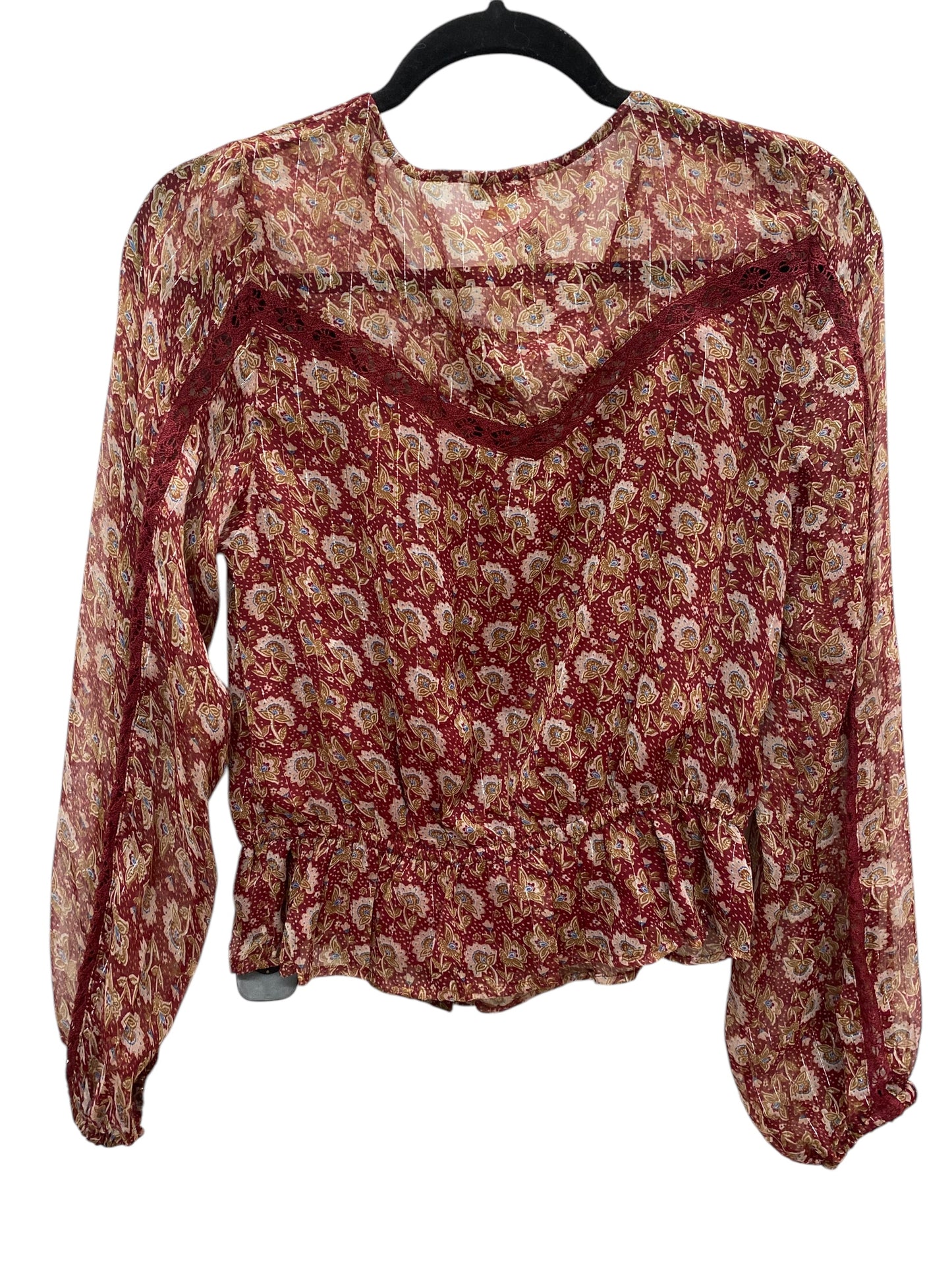 Top Long Sleeve By American Eagle In Red, Size: S