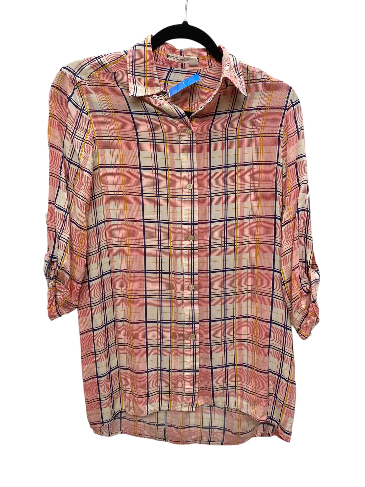 Top Long Sleeve By Chelsea And Violet In Plaid Pattern, Size: Xs