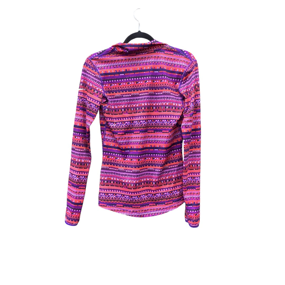 Athletic Top Long Sleeve Collar By Nike Apparel In Pink & Purple, Size: M