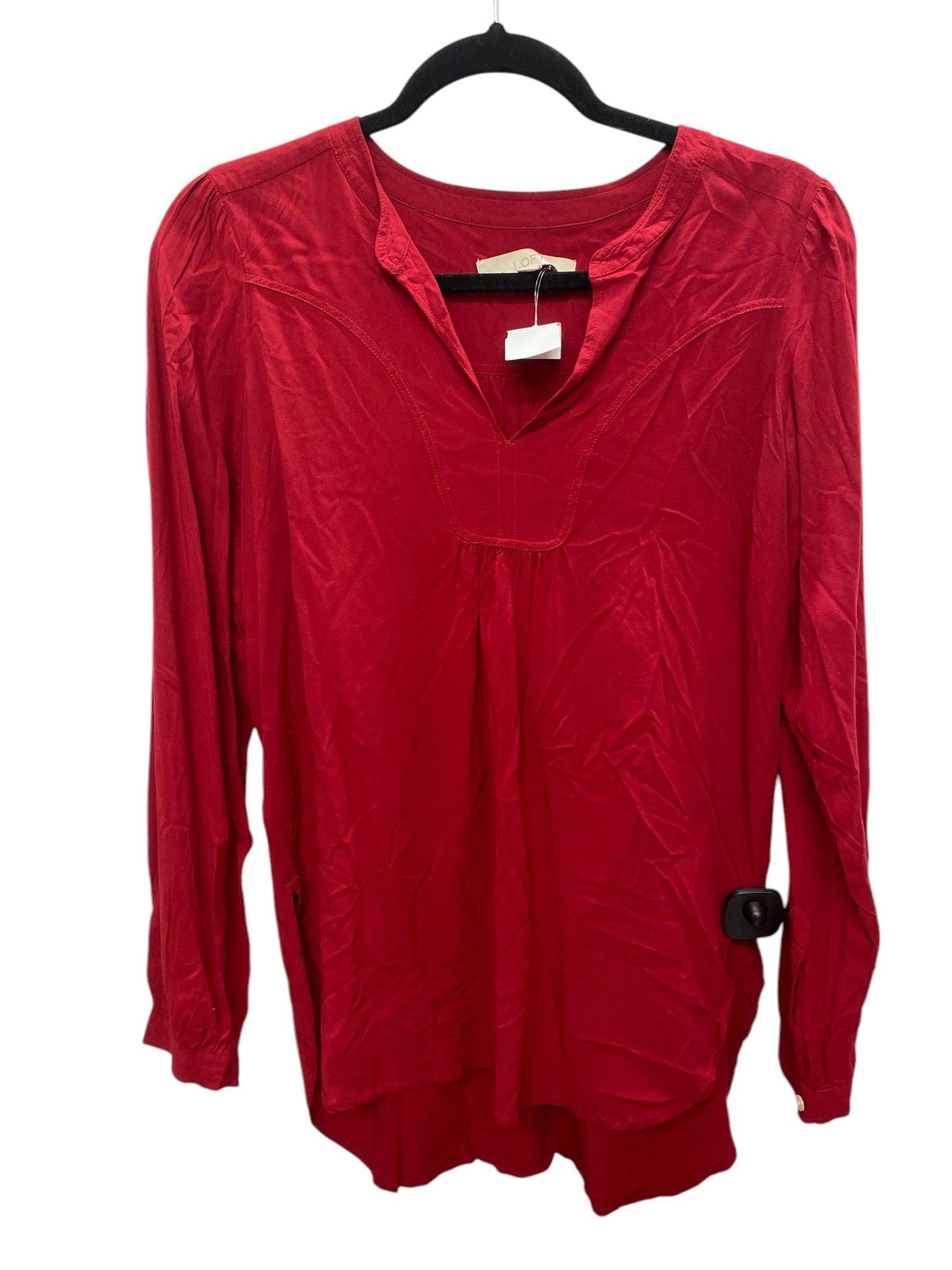 Top Long Sleeve Basic By Loft In Red, Size: Xs