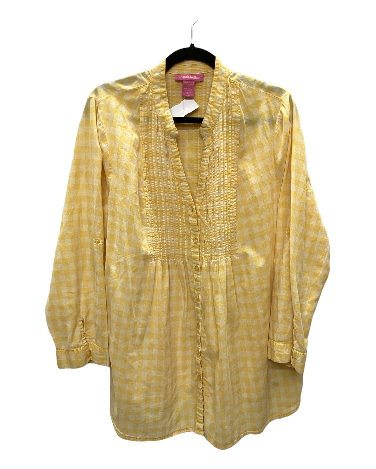 Top Long Sleeve Basic By Woman Within In Yellow, Size: 1x