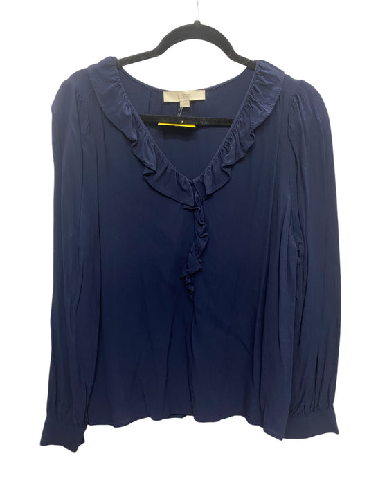 Top Long Sleeve Basic By Loft In Blue, Size: L