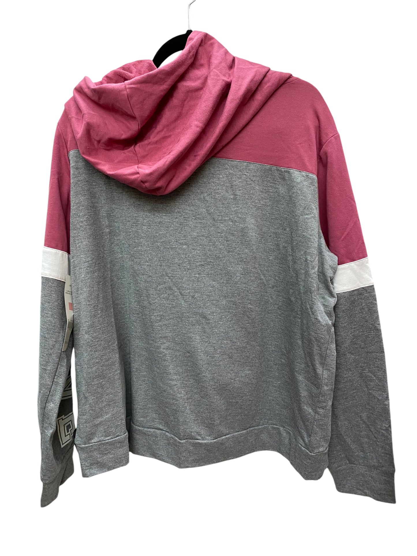 Sweatshirt Hoodie By Just Be In Grey & Pink, Size: L