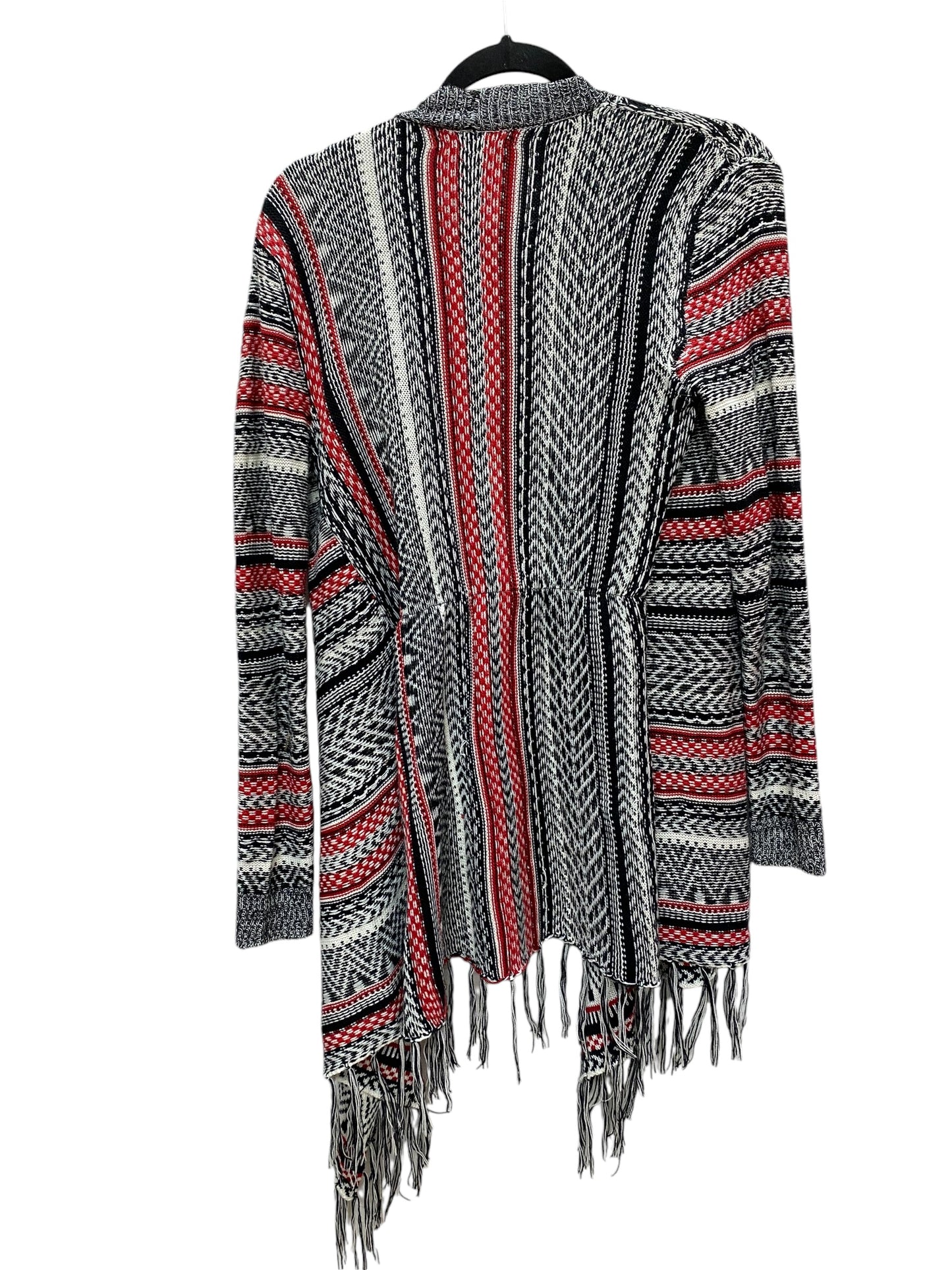 Sweater Cardigan By Almost Famous In Black & Red, Size: L