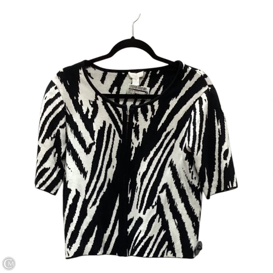 Sweater Cardigan By Chicos In Zebra Print, Size: 10