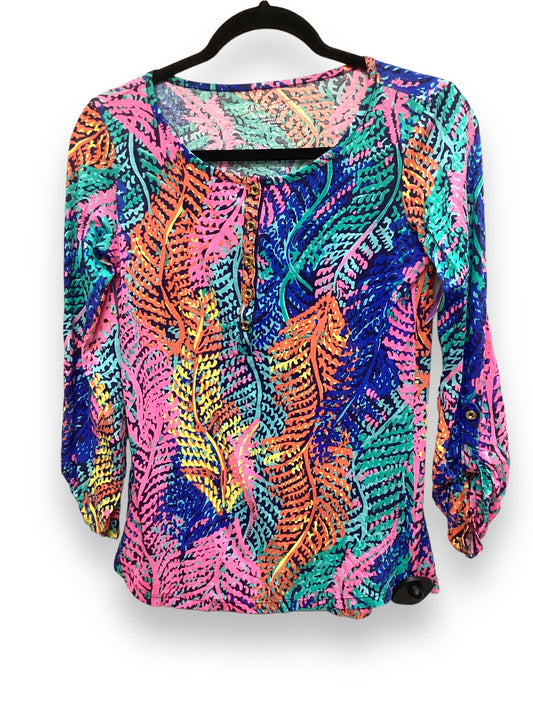 Multi-colored Top Long Sleeve Designer Lilly Pulitzer, Size Xs