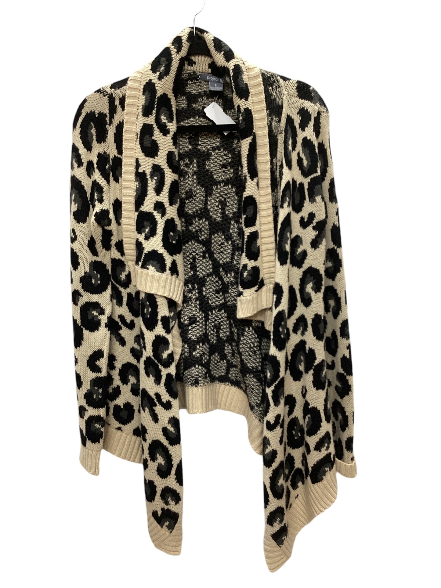 Sweater Cardigan By Clothes Mentor In Animal Print, Size: L