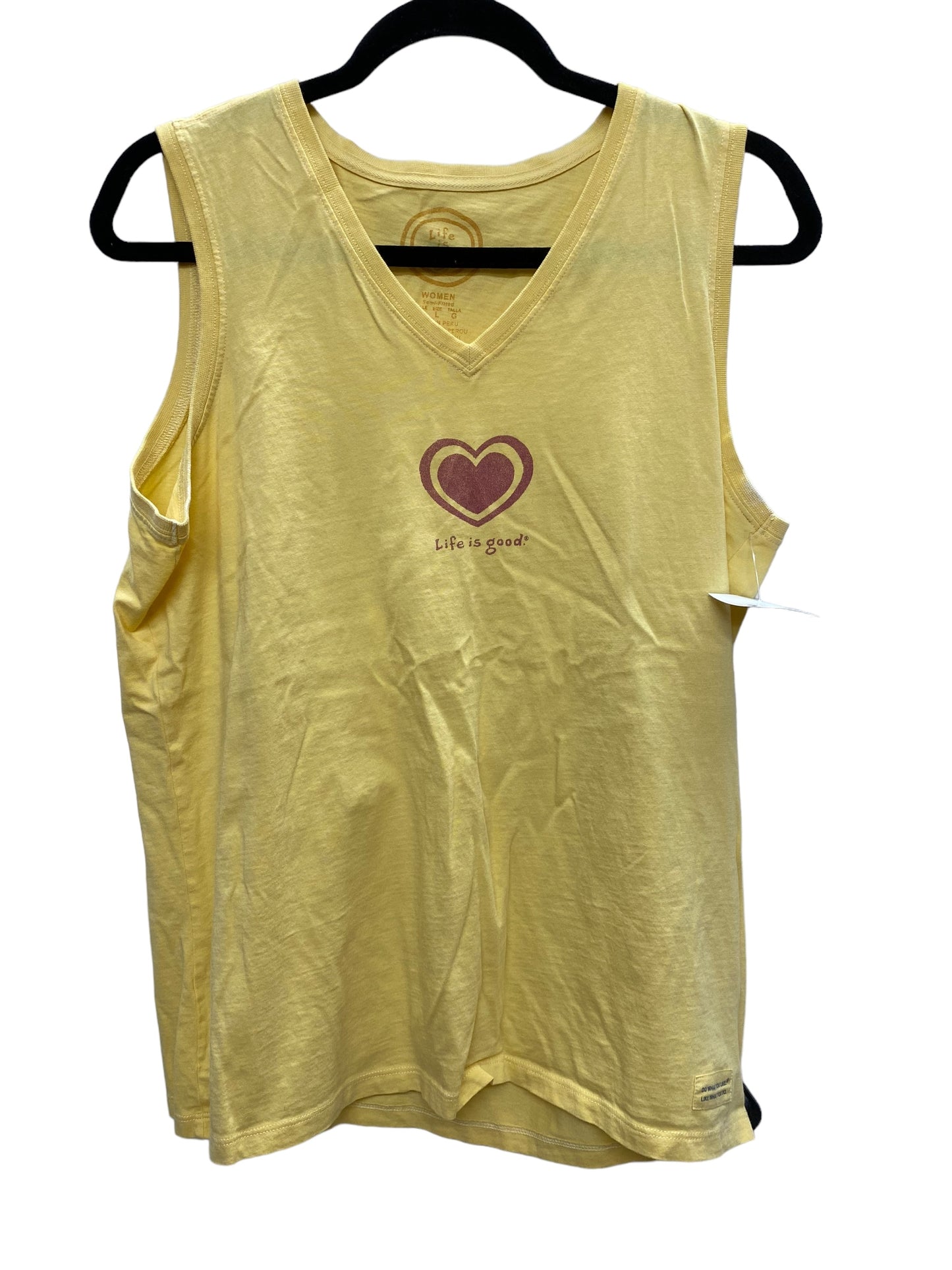 Top Sleeveless By Life Is Good In Yellow, Size: L