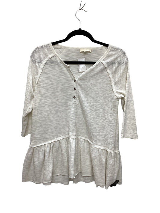 Top Long Sleeve By Promesa In White, Size: S