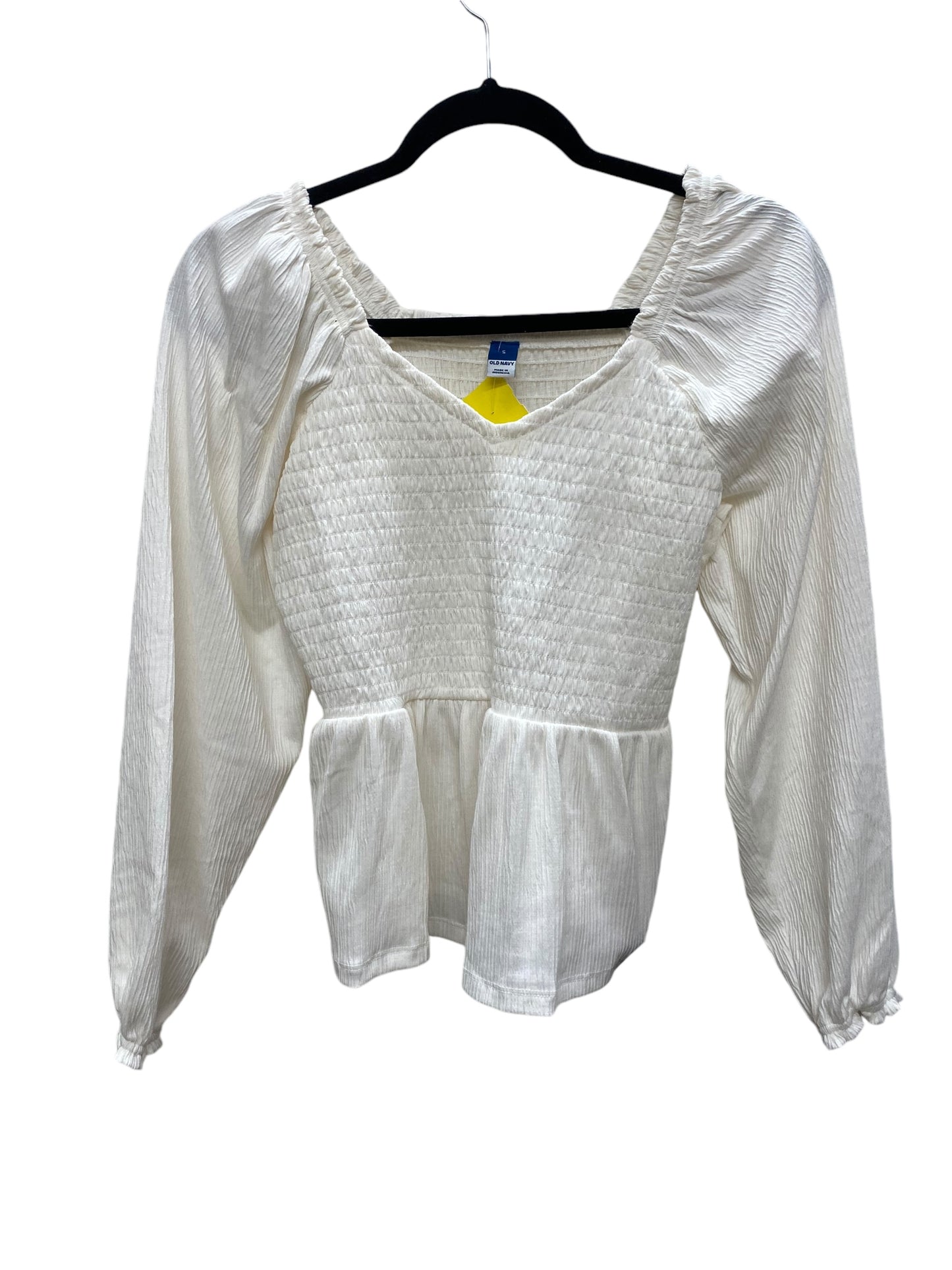 Top Long Sleeve By Old Navy In Cream, Size: S