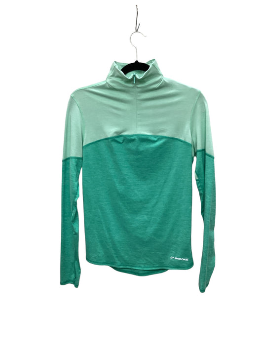 Athletic Top Long Sleeve Collar By Brooks In Green, Size: M