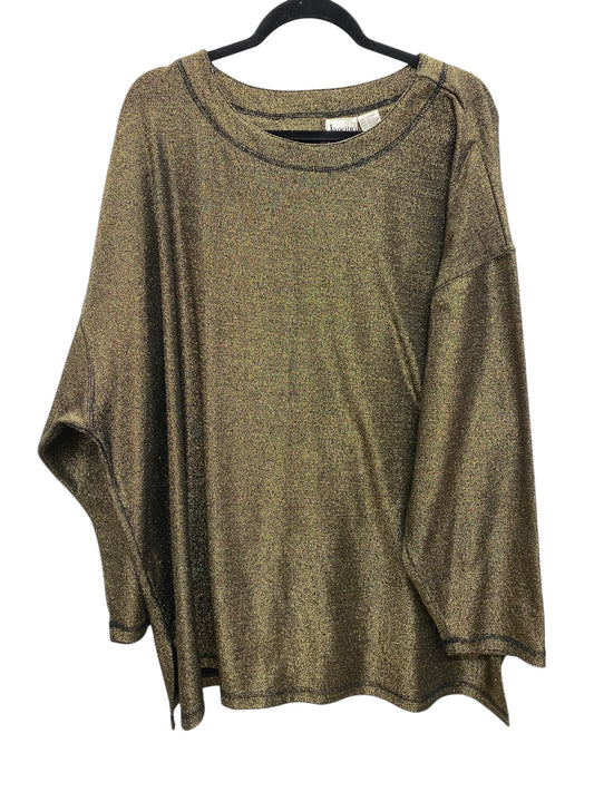 Top Long Sleeve By Jacque And Koko In Gold, Size: 3x