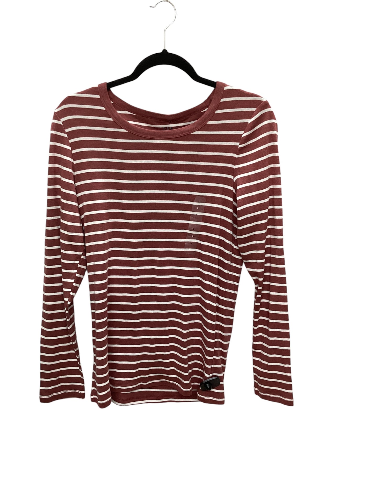 Top Long Sleeve Basic By Gap In Striped Pattern, Size: L