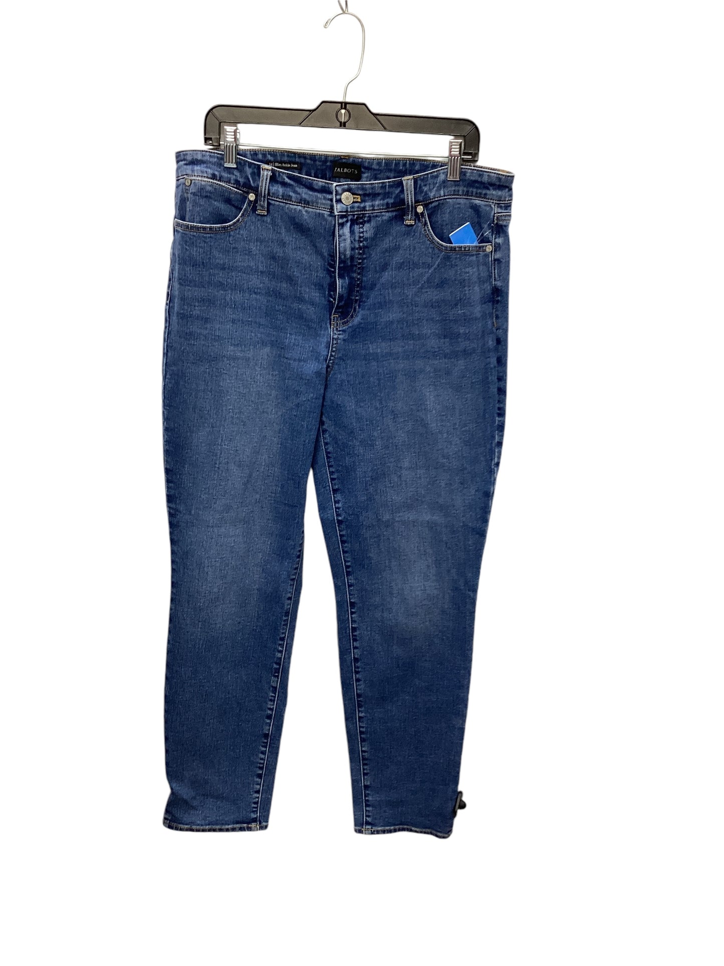 Jeans Straight By Talbots In Blue Denim, Size: 14