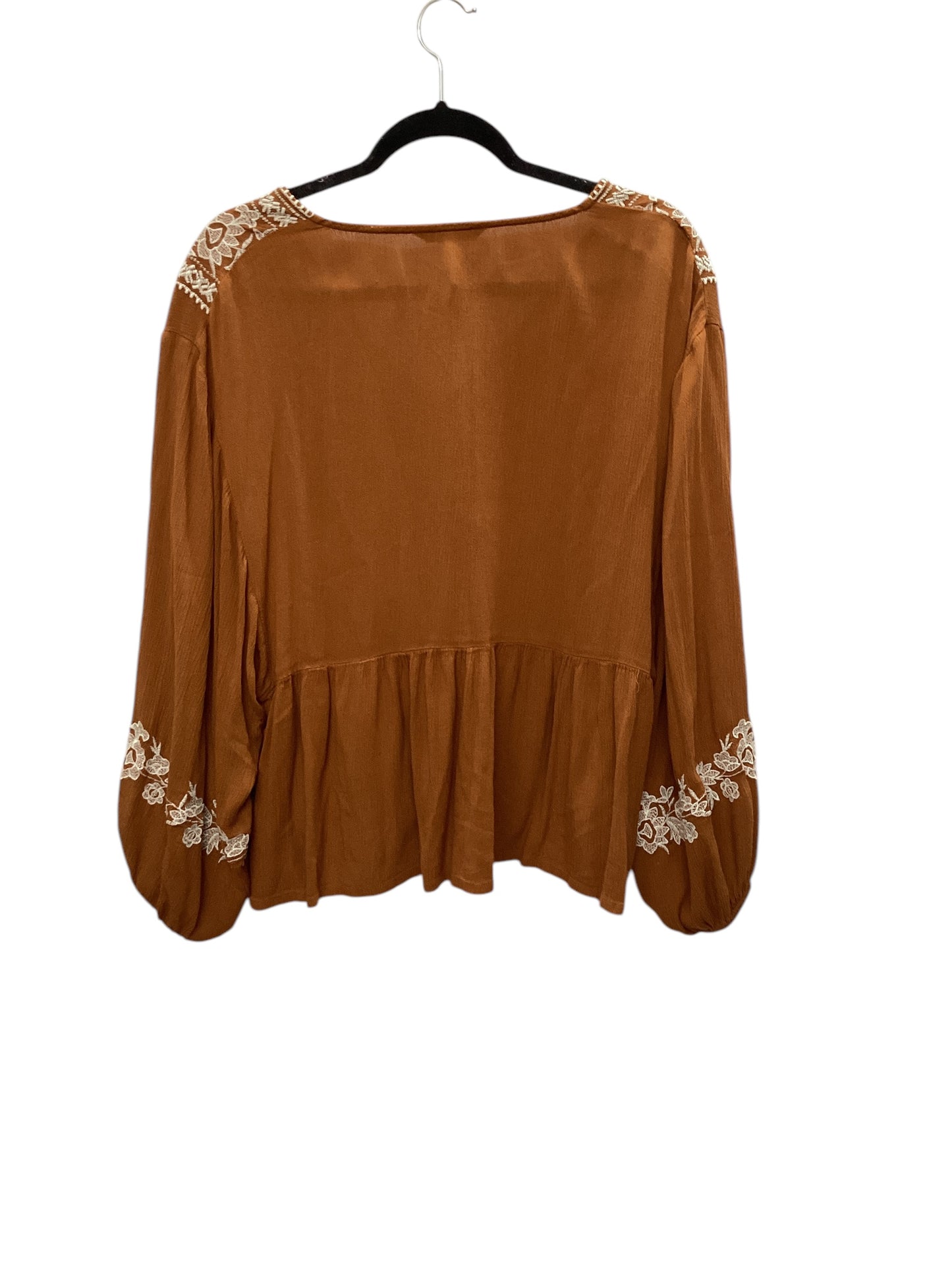 Top Long Sleeve By American Eagle In Orange, Size: L