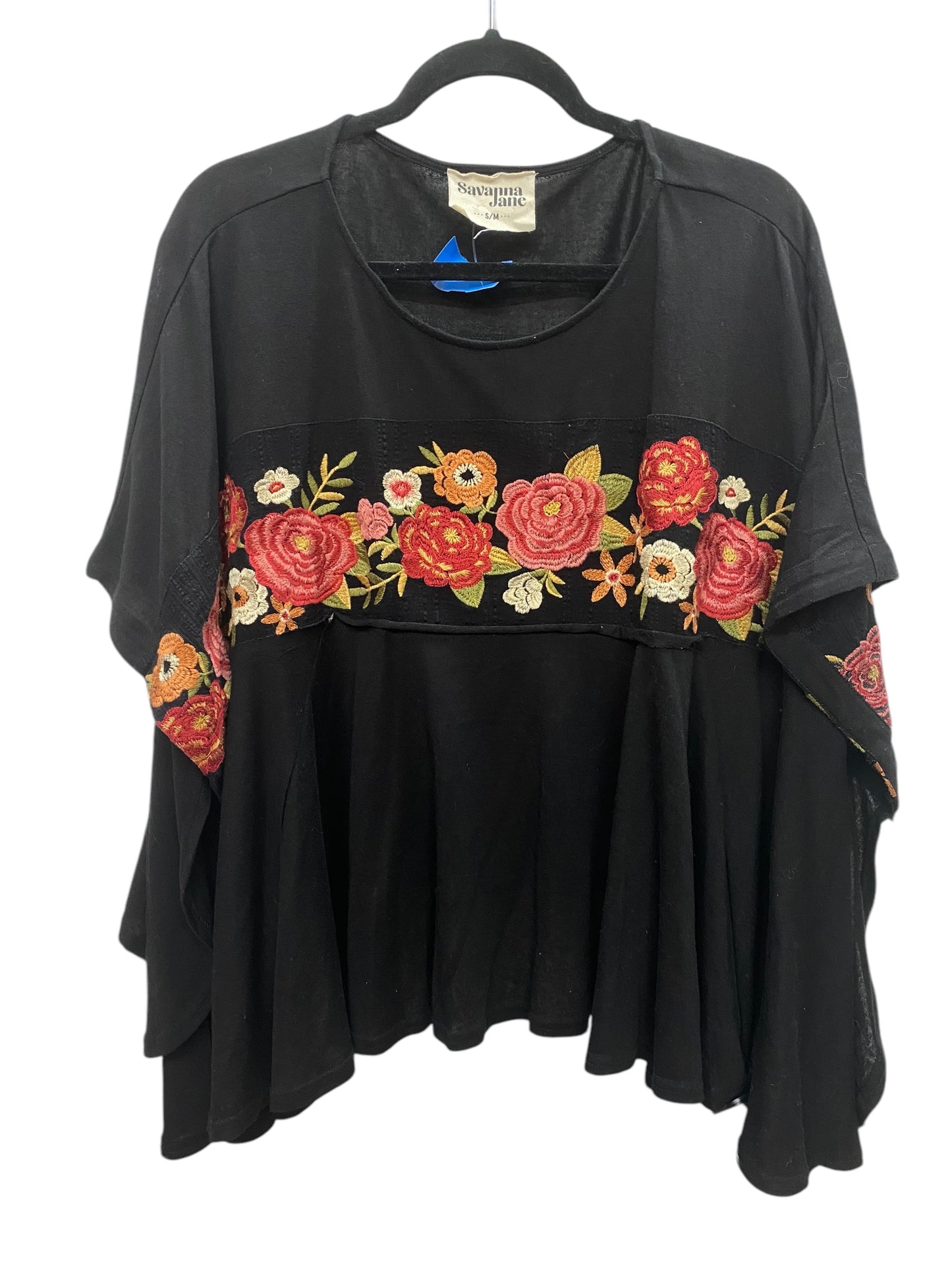 Top Short Sleeve By Savanna Jane In Black, Size: M