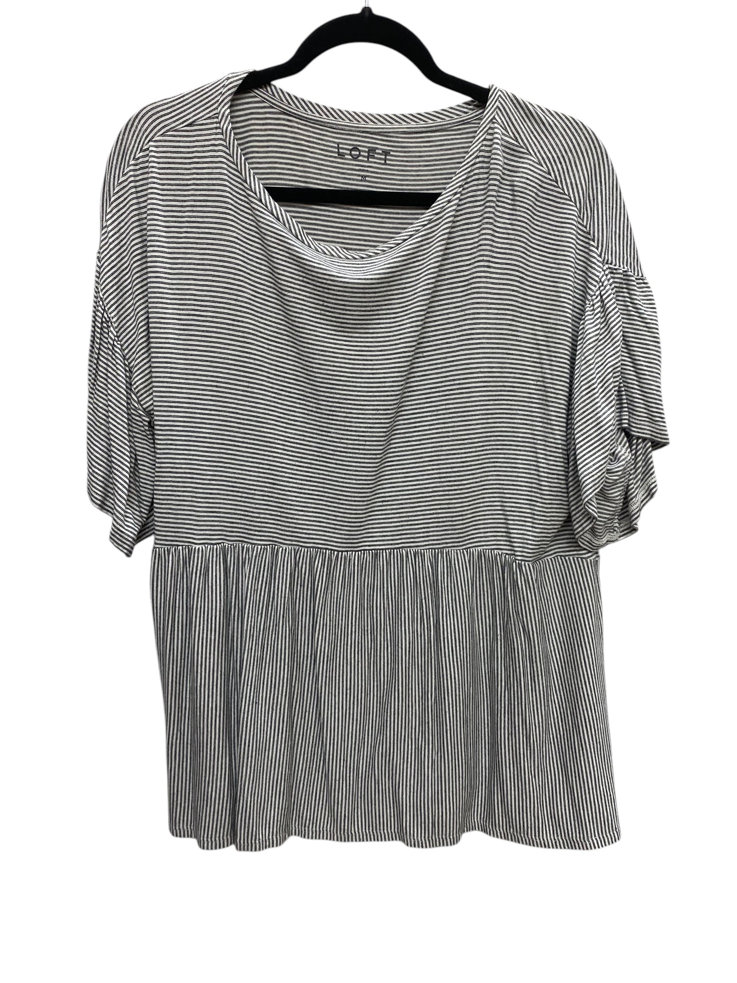 Top Short Sleeve By Loft In Striped Pattern, Size: M