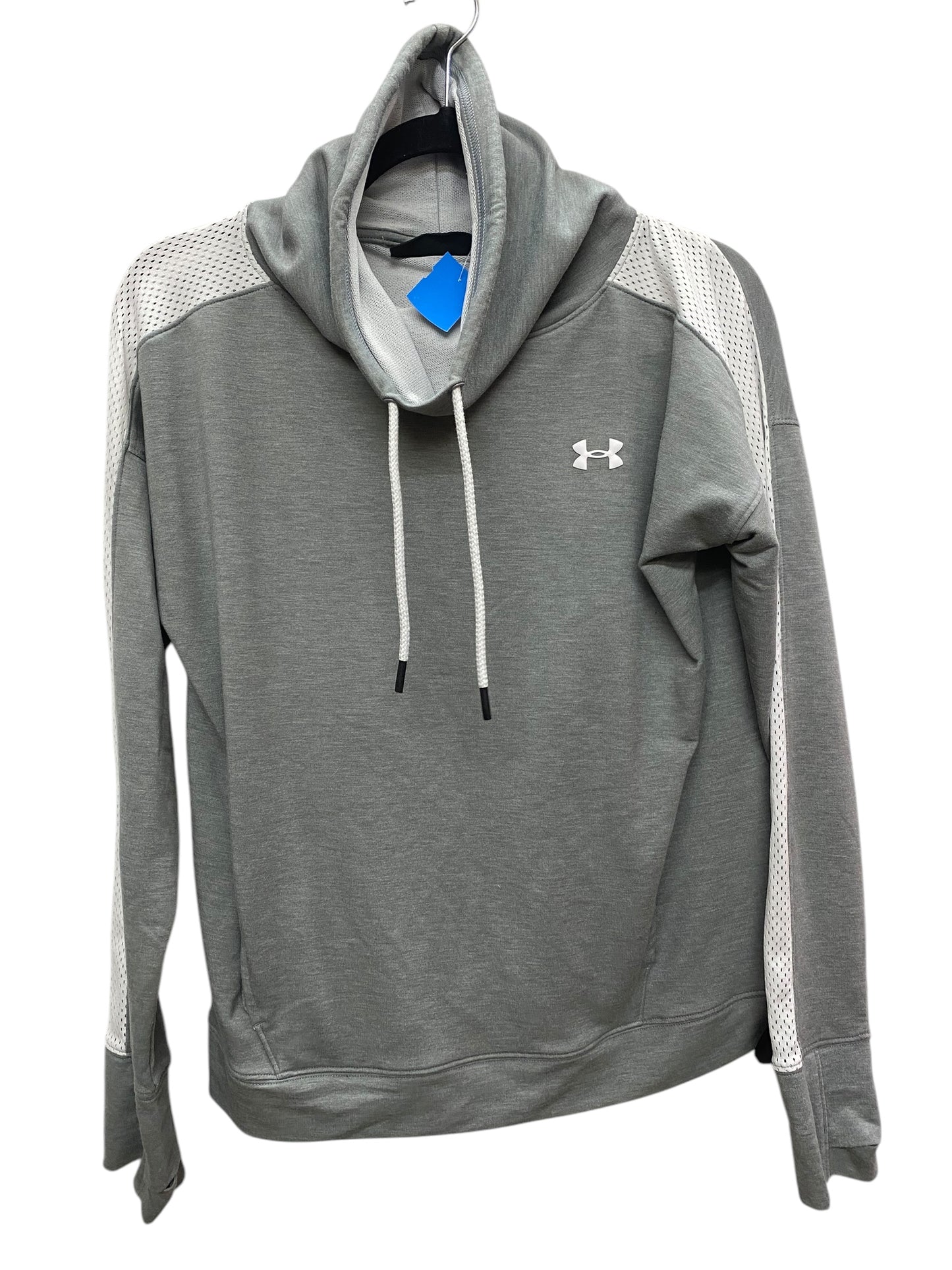 Athletic Top Long Sleeve Collar By Under Armour In Grey, Size: M