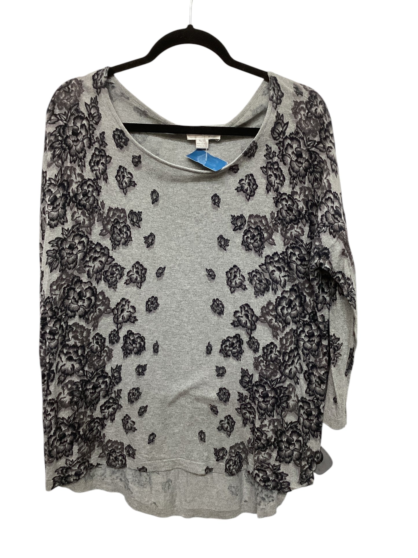 Top Long Sleeve By Kenar In Grey, Size: Xl