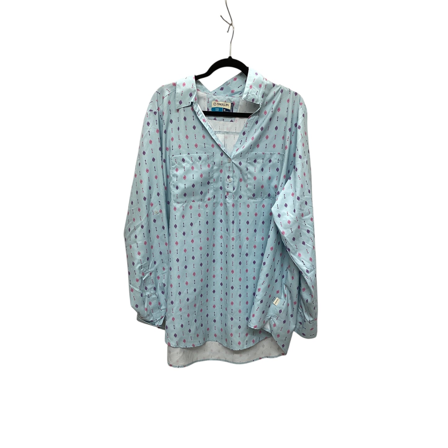 Top Long Sleeve By Magellan In Blue, Size: 3x