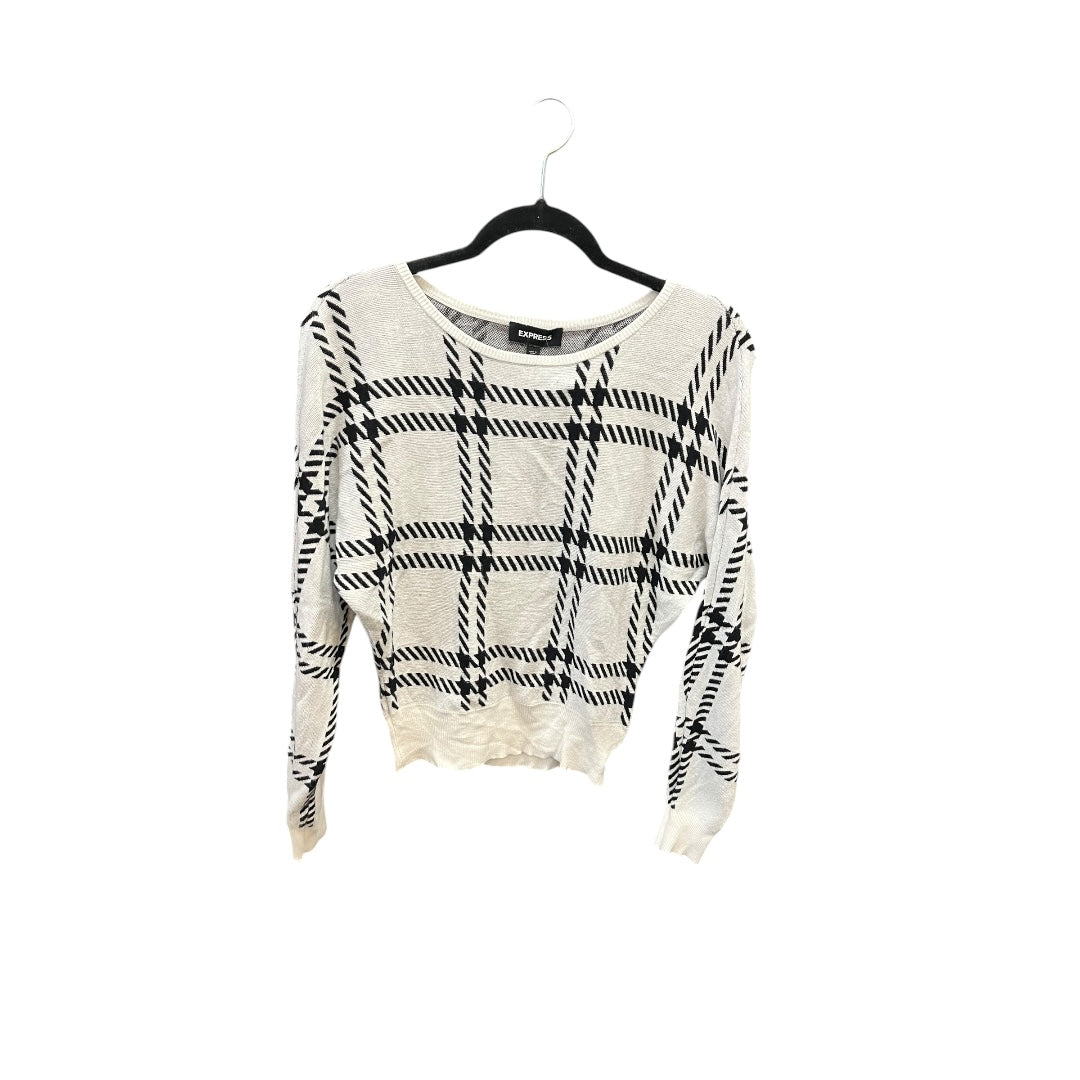 Top Long Sleeve By Express In Black & White, Size: Xs