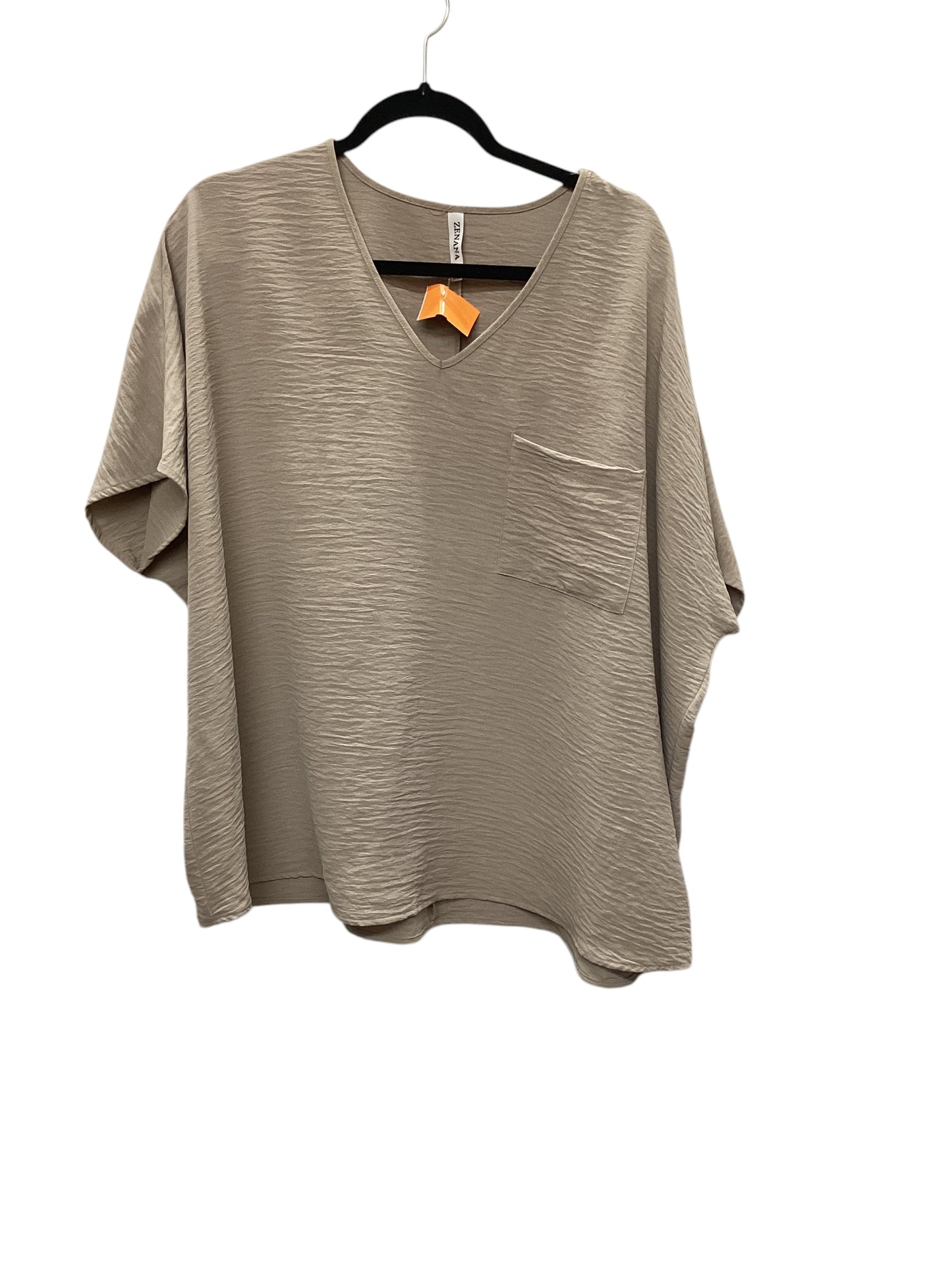 Top Short Sleeve By Zenana Outfitters In Beige, Size: L