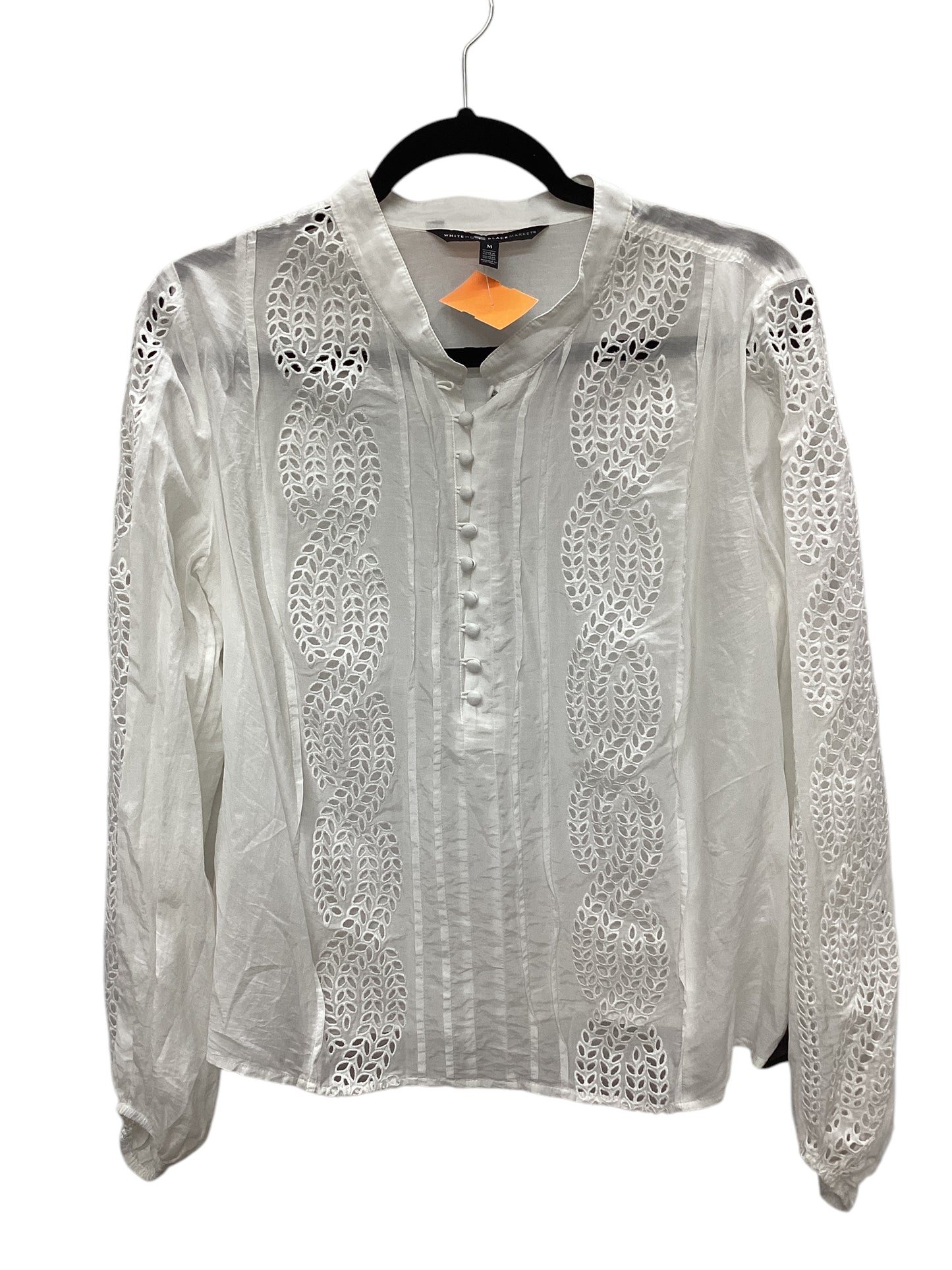 Top Long Sleeve By White House Black Market In White, Size: M